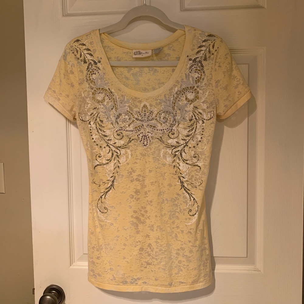 Miss Me yellow burnout top, size M